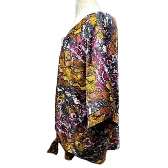 Marc New York Blouse Women's XL Snake Print Andrew Marc Dolman Sleeve Front Tie - Picture 9 of 9